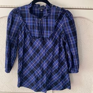 Blue Patterned Banana Republic Blouse